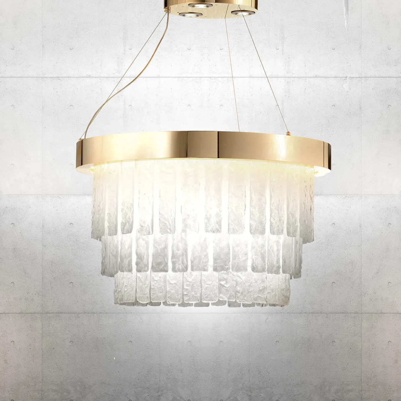 Ring Chandelier with Venetian Glass Rectangular Elements