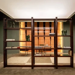 Ritmica Modular Brown Wood Bookcase by Storagemilano