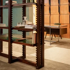 Ritmica Modular Brown Wood Bookcase by Storagemilano