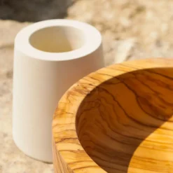 Rito N. 2 A Footed Olive Wood & Lecce Limestone Decorative Bowl