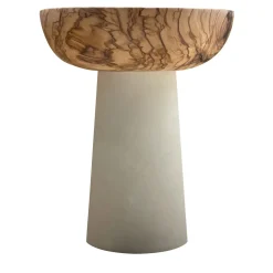 Rito N. 2 B Footed Olive Wood & Lecce Limestone Decorative Bowl