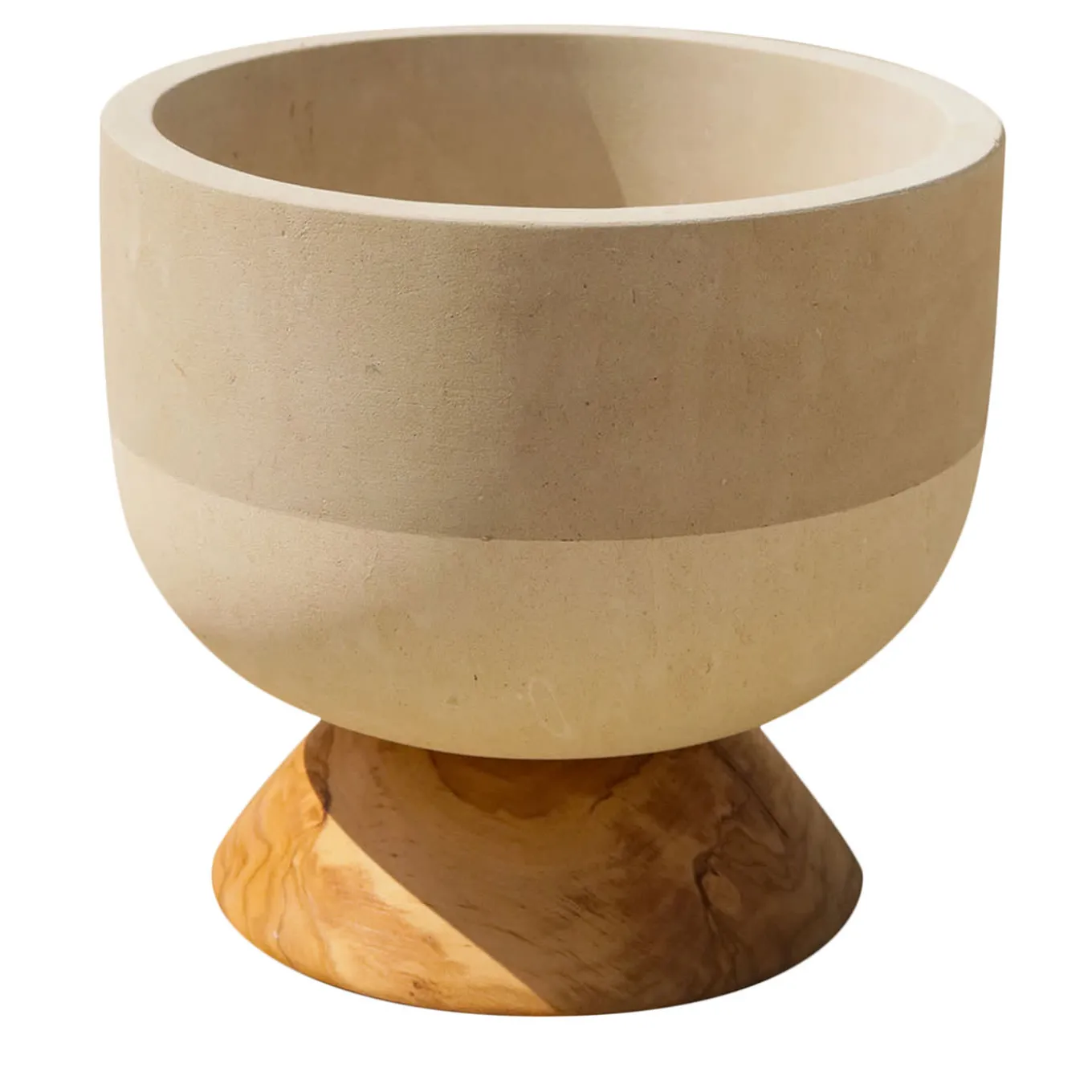 Rito N. 3 B Olive Wood & Lecce Limestone Footed Decorative Bowl
