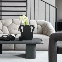 Riviera Black And Gray Leather Hand Towel Basket