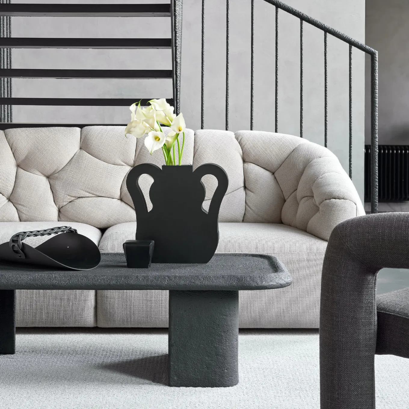 Riviera Black And Gray Leather Hand Towel Basket