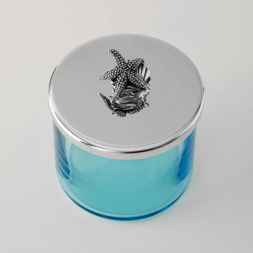 Riviera Blue Crystal with Starfish Handle Trinket Box