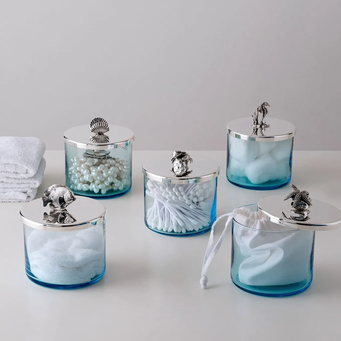 Riviera Blue Crystal with Starfish Handle Trinket Box