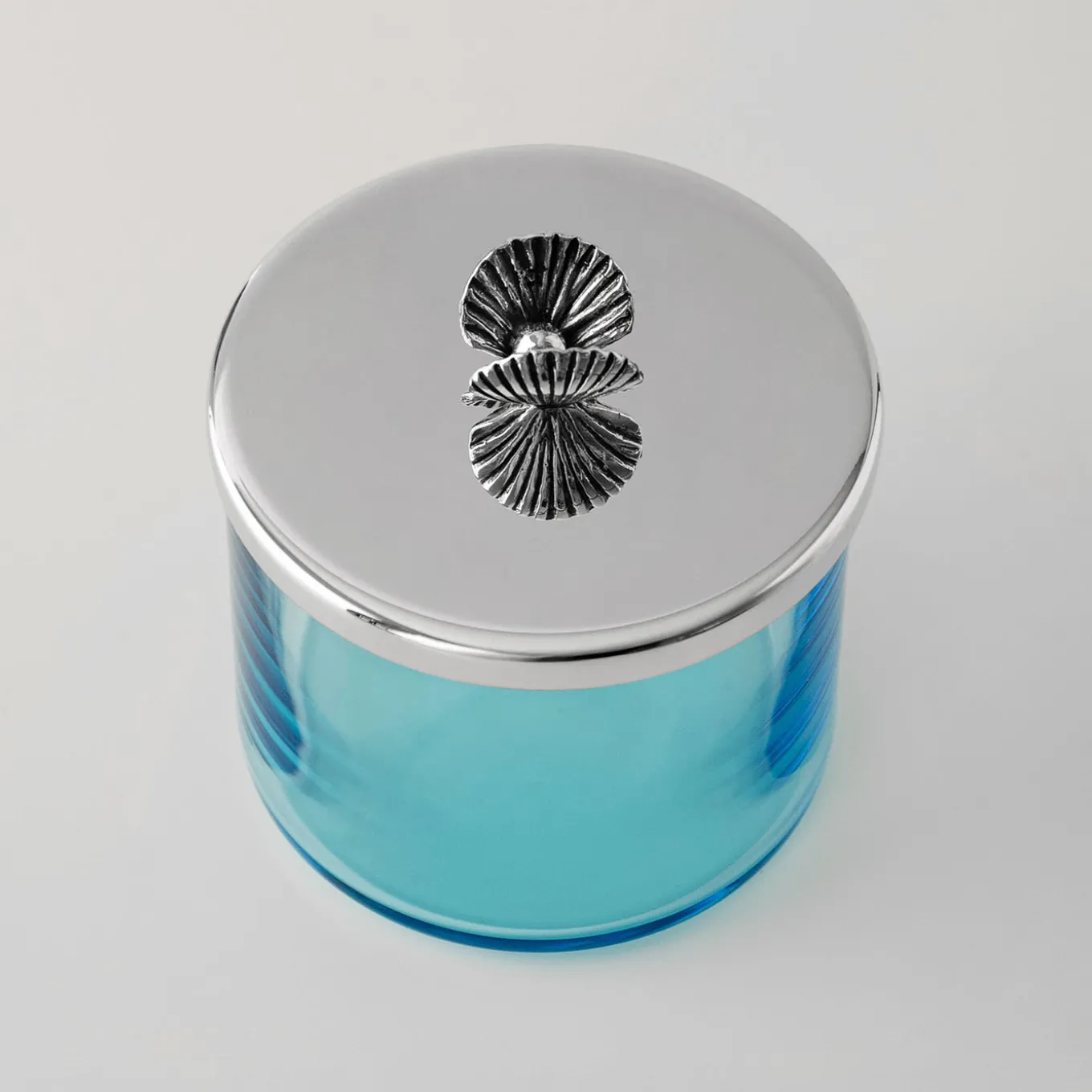 Riviera Blue Crystal with Seashell Handle Trinket Box