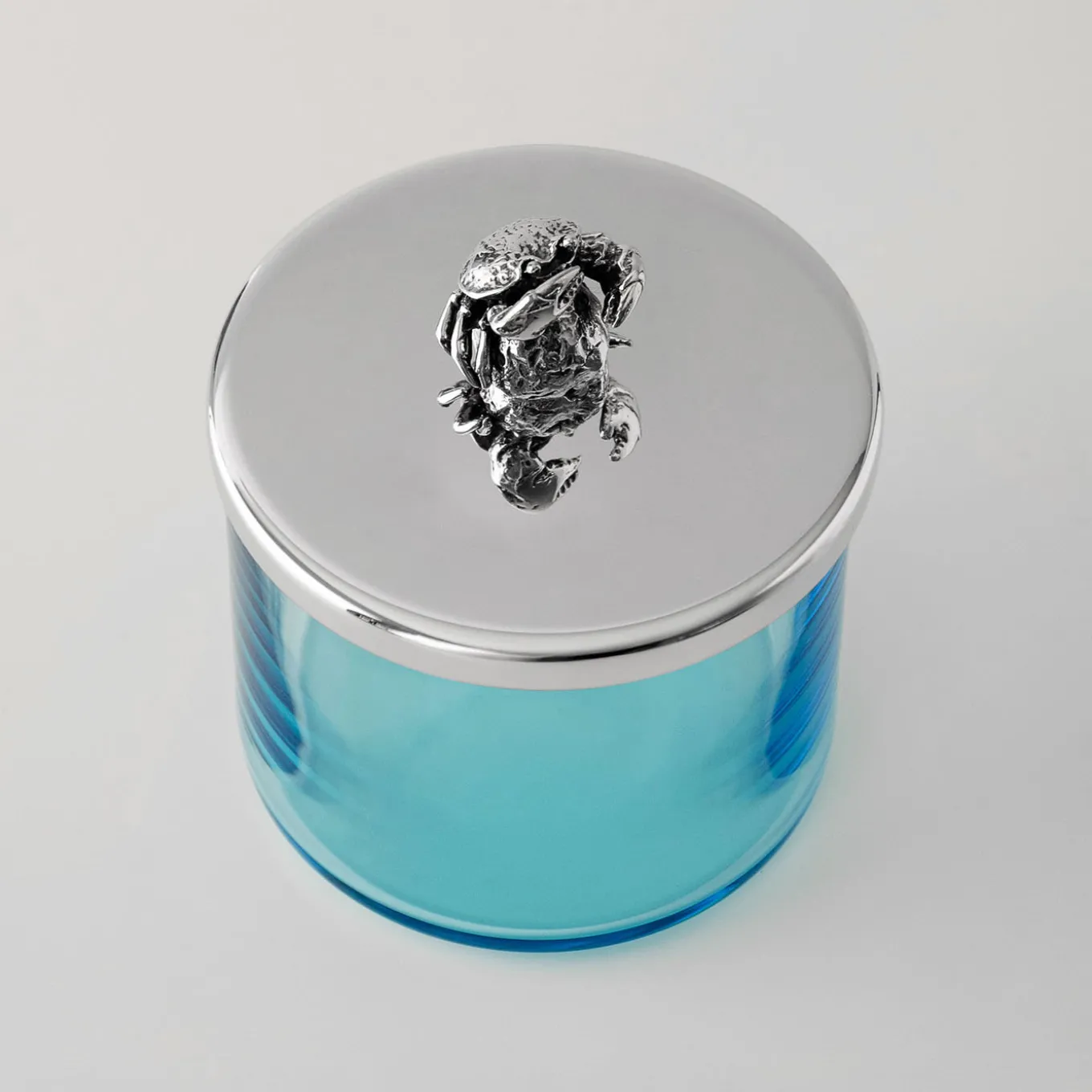 Riviera Blue Crystal with Crab Handle Trinket Box