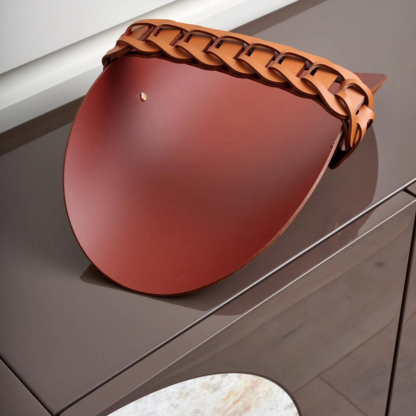 Riviera Cognac and Bordeaux Leather Vide Poche