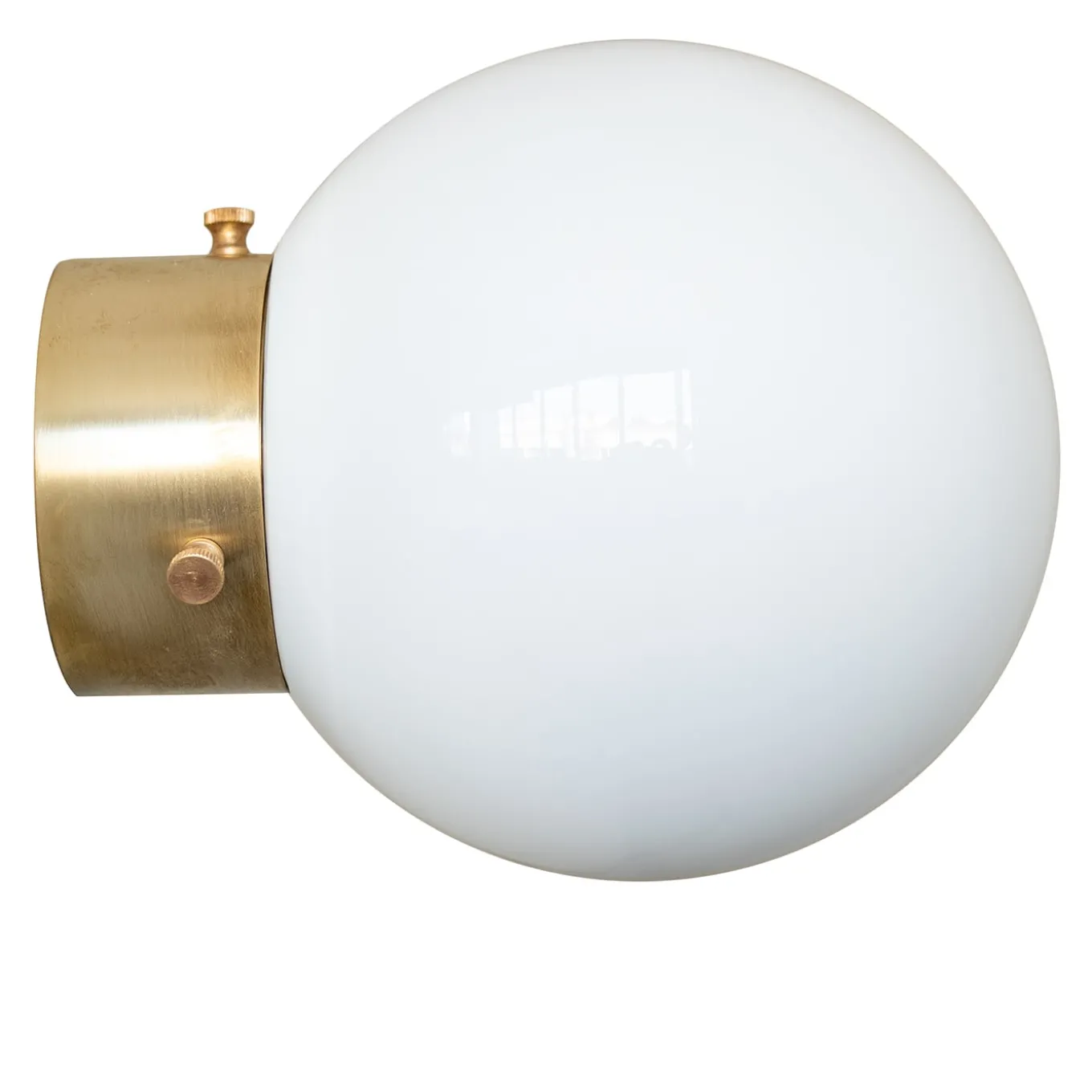 Ro' PS Round Milky Glass With Gold Finish Brass Base Applique