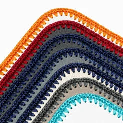 Rochelle Leather & Crochet Placemats Rectangular - Gray & Blue #1