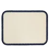Rochelle Leather & Crochet Placemats Rectangular - White & Blue