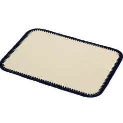 Rochelle Leather & Crochet Placemats Rectangular - White & Blue