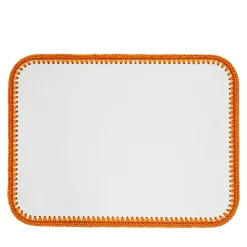 Rochelle Leather & Crochet Placemats Rectangular - Orange
