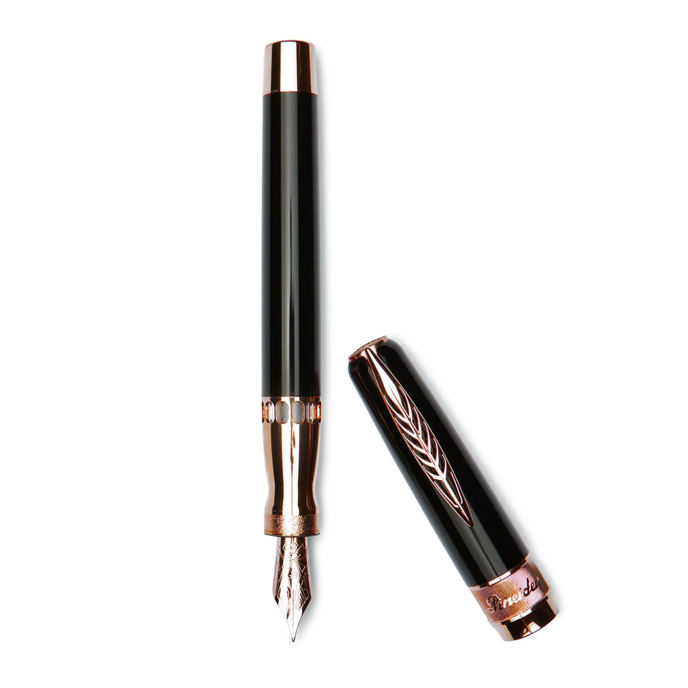 Rock Black Fountain Pen with Rose Gold Trims