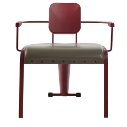 Rock Red Lounge Chair with Gray Leather Seat by Marc Sadler