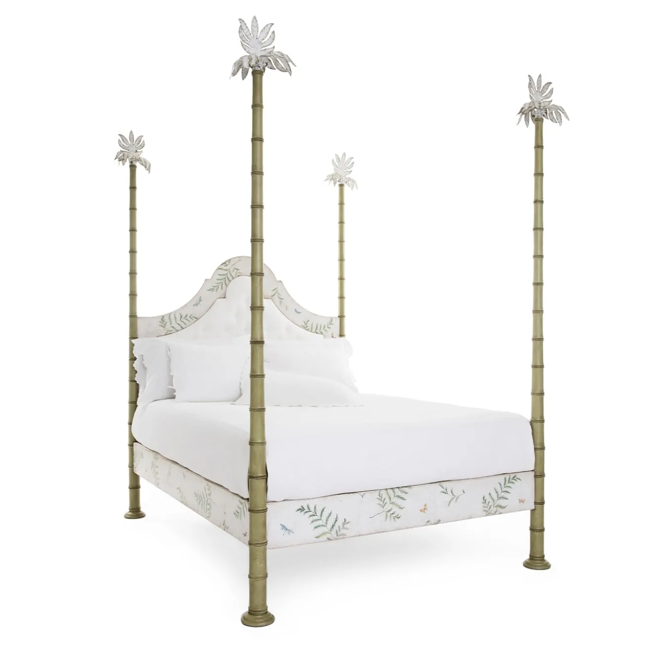 Roma Apple Green Bamboo with Ferns and Butterflies Bed