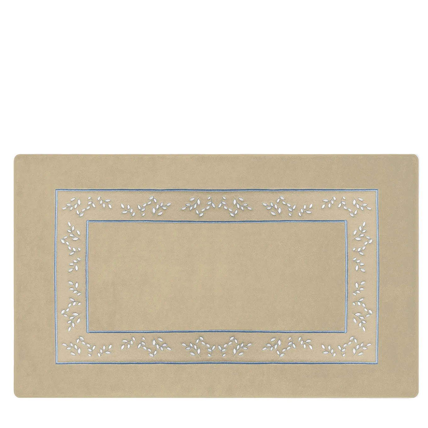 Roma Beige & White Light Blue Bath Mat