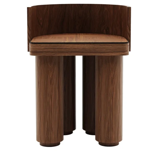 Roma Oak Wood Stool With Backrest