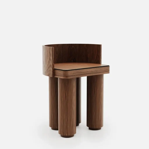 Roma Oak Wood Stool With Backrest