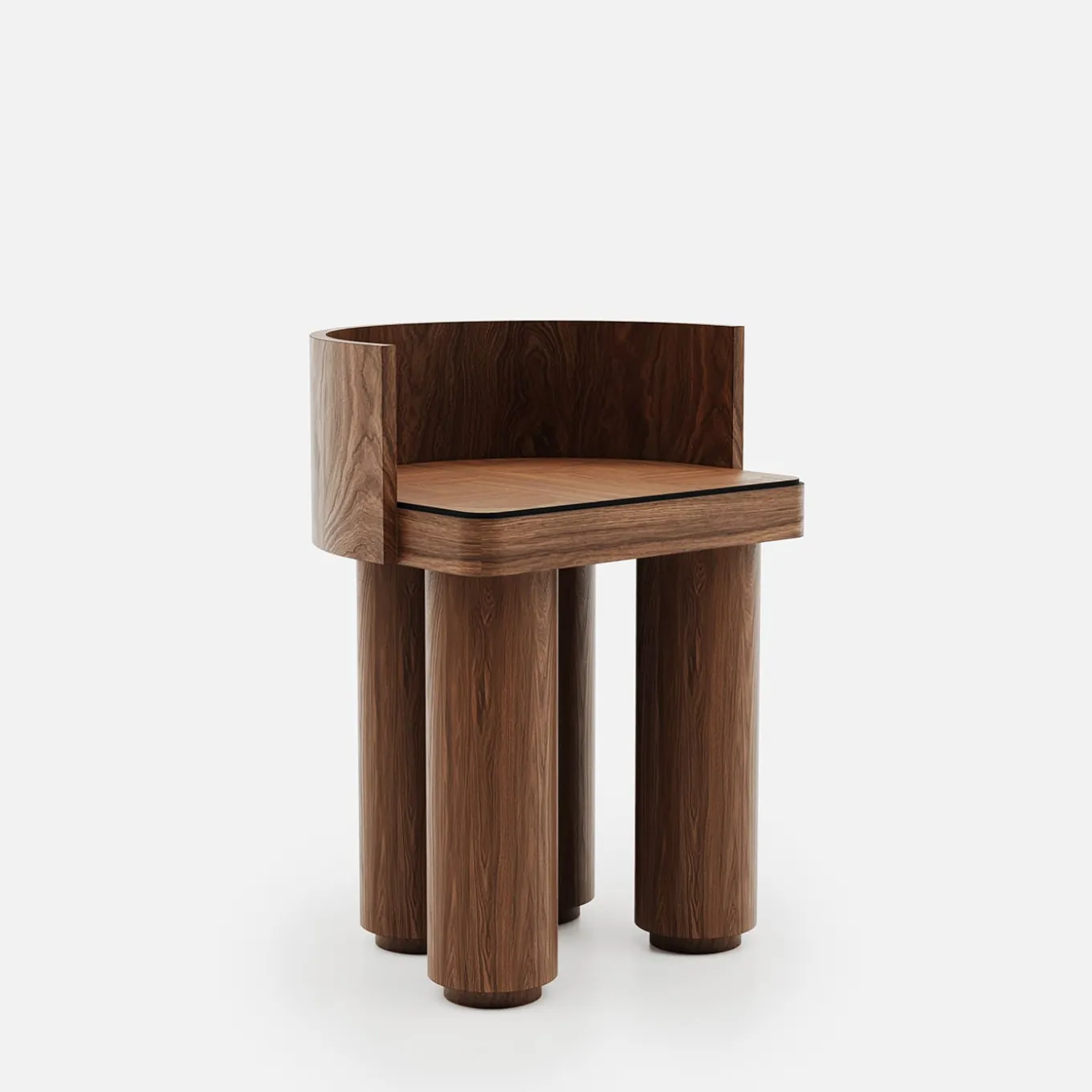 Roma Oak Wood Stool With Backrest