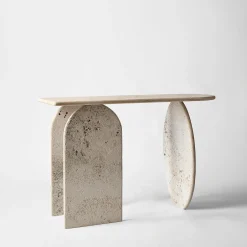 Roma Travertino Marble With Raw Finish Console