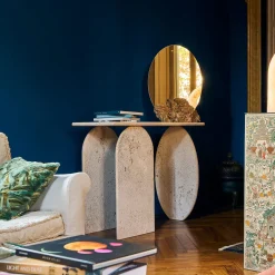 Roma Travertino Marble With Raw Finish Console