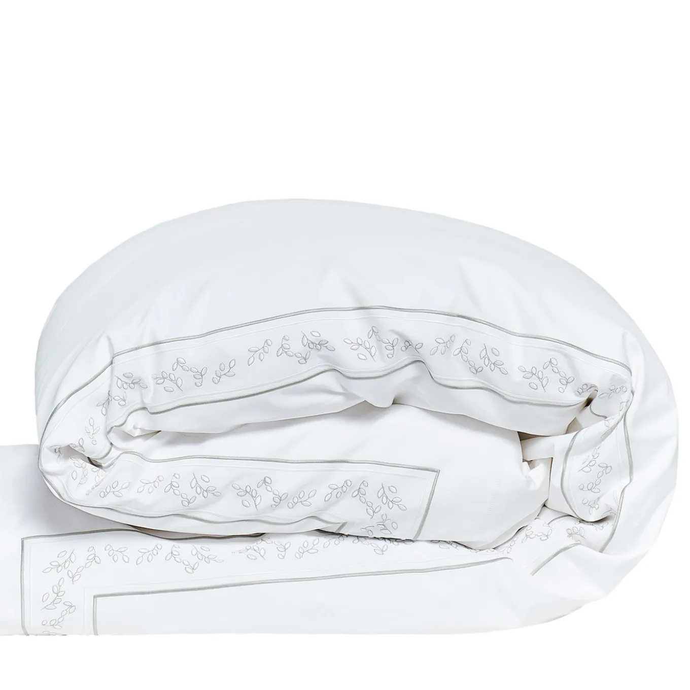 Roma White & Silver Olive US King Duvet Cover