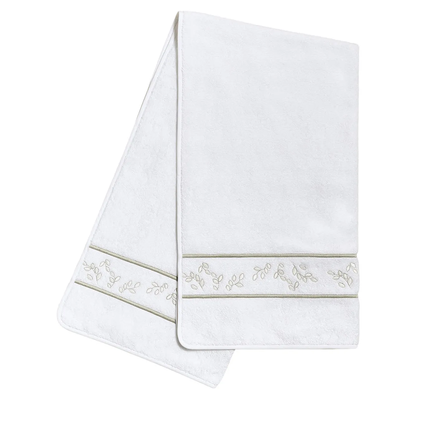 Roma White & Silver Olive Bath Towel