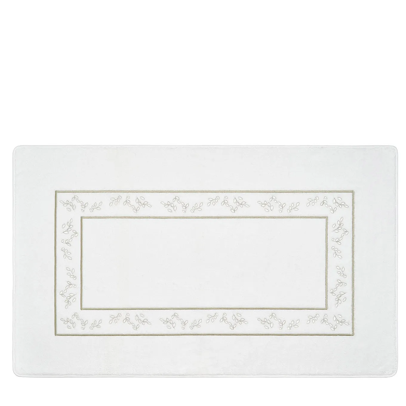 Roma White & Silver Olive Bath Mat
