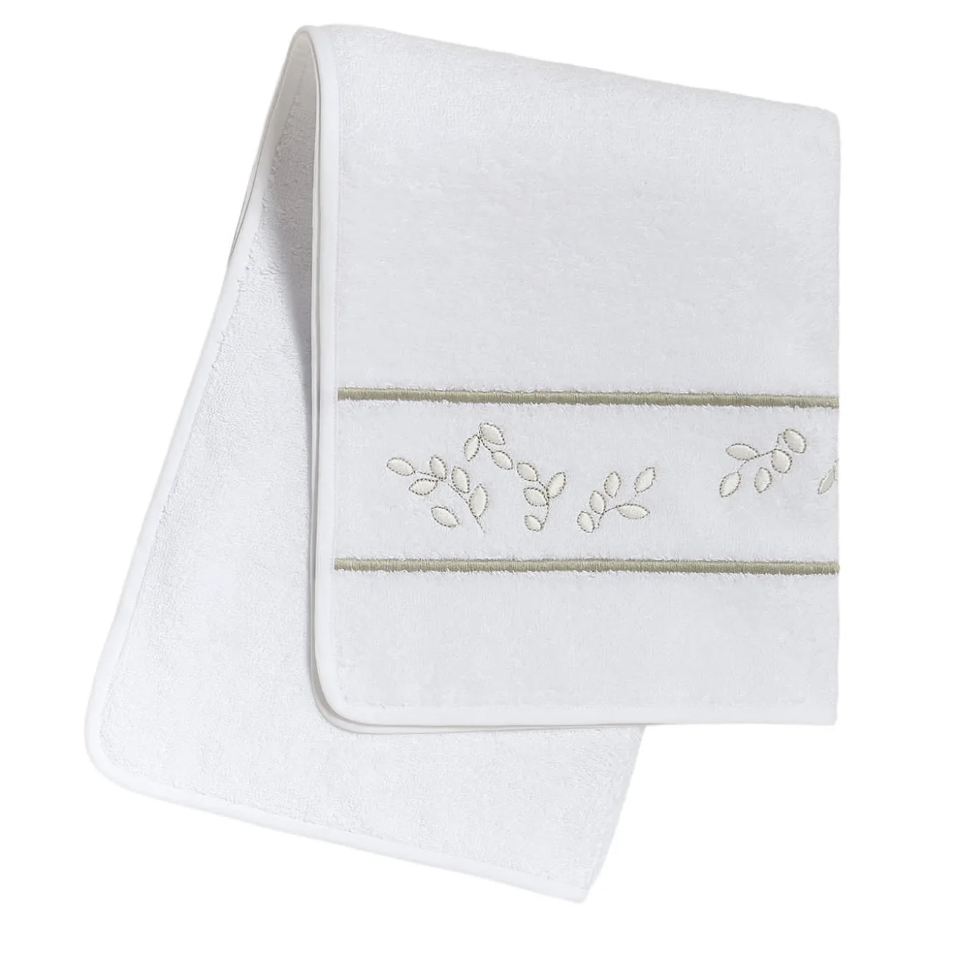 Roma White & Silver Olive Hand Towel
