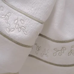 Roma White & Silver Olive Hand Towel