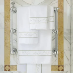 Roma White & Silver Olive Hand Towel