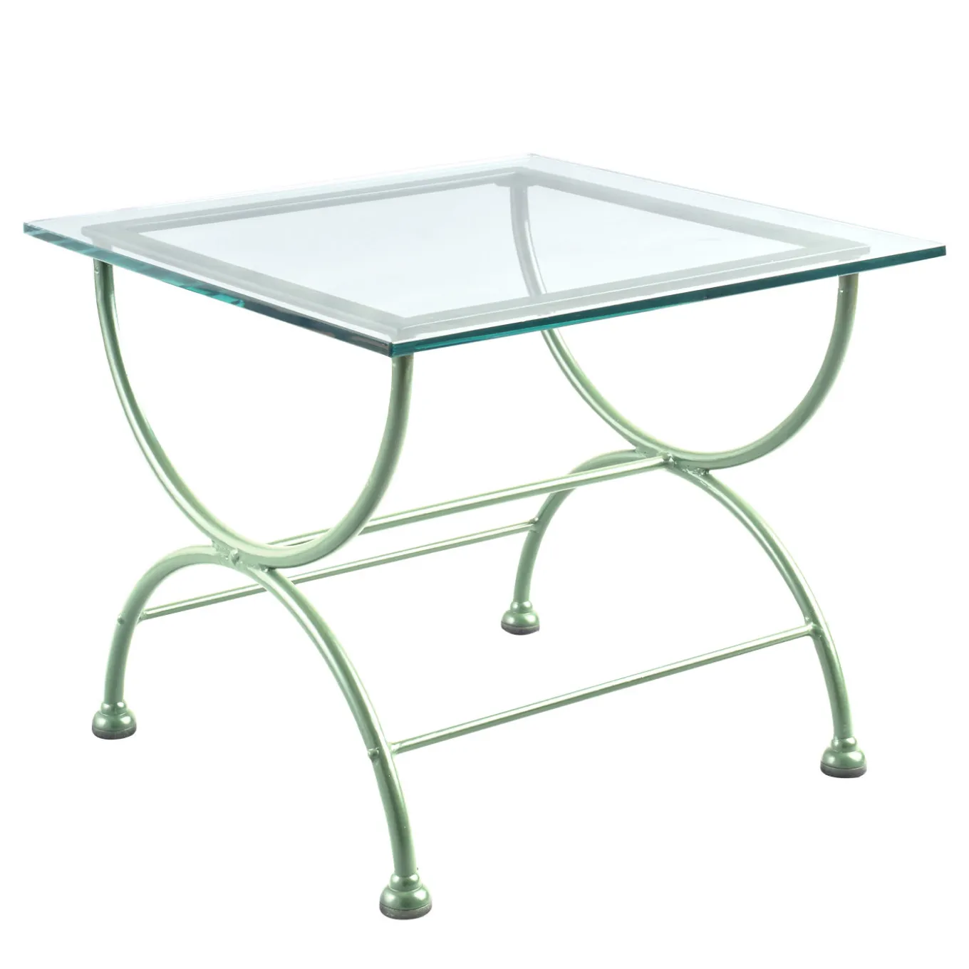 Rombi Light Green Low Table in Stainless Steel