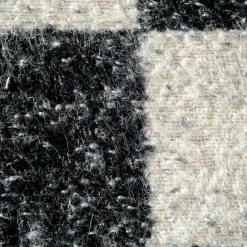 Ronce Square Checkered Black & White Mohair Cushion