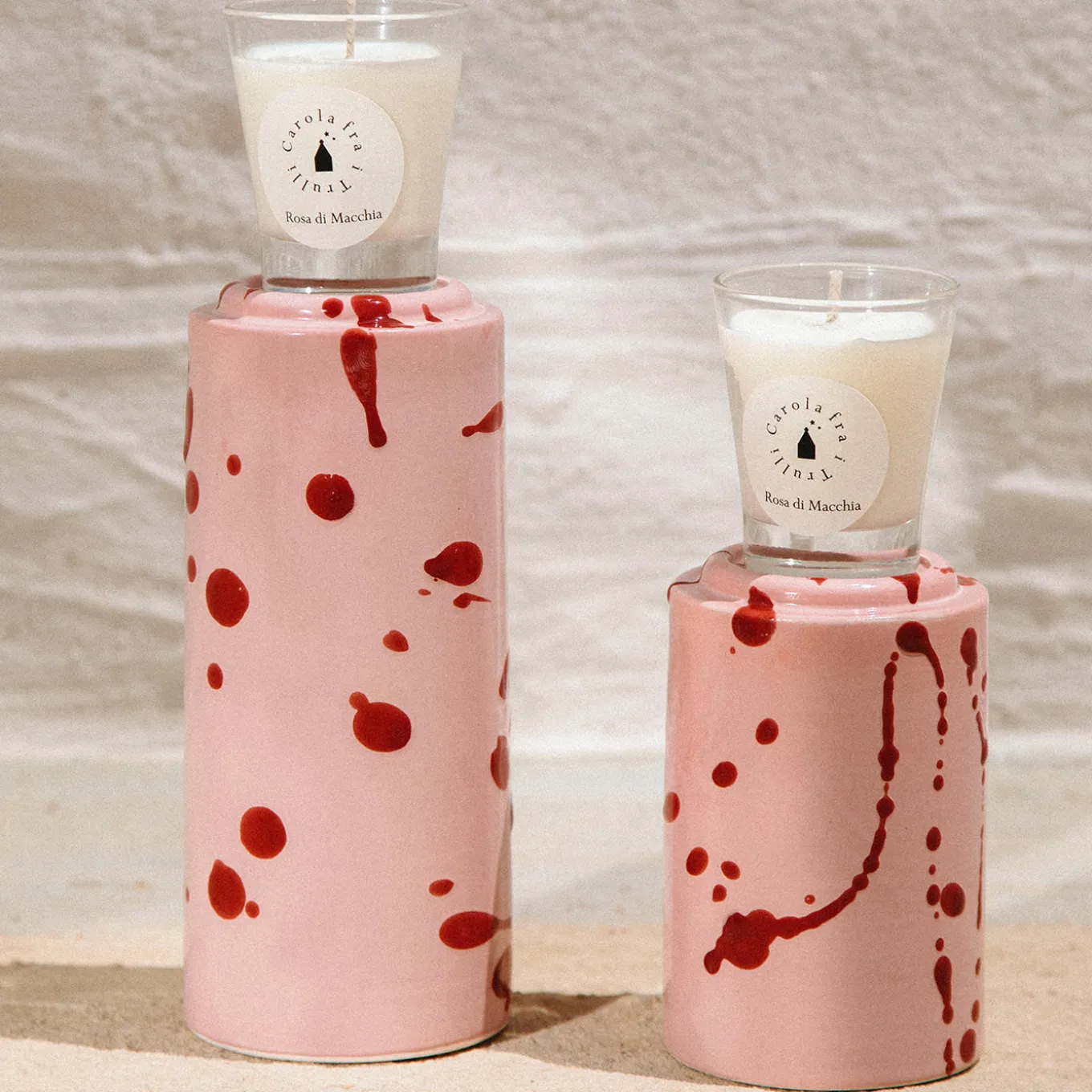 Rose and Burgundy Totem with scented candle Fragrance Blotch Rose
