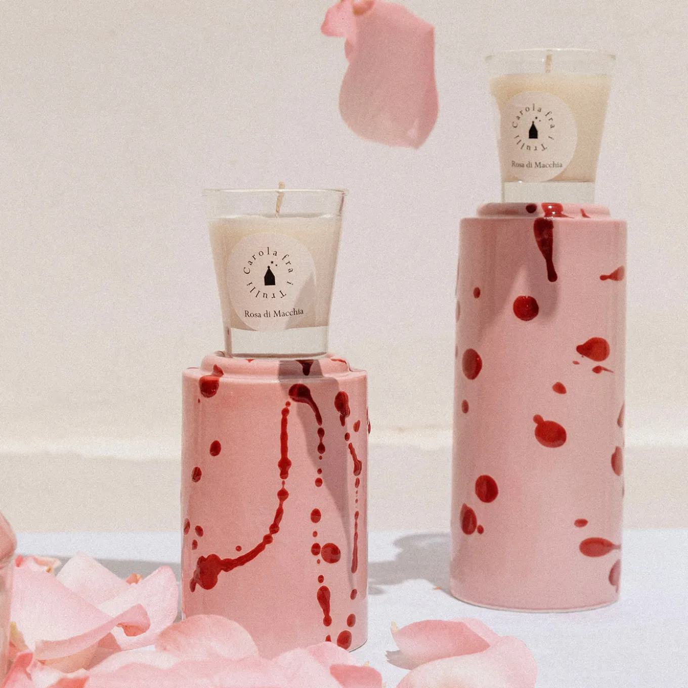 Rose and Burgundy Totem with scented candle Fragrance Blotch Rose