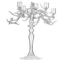 Rose Glass Candelabra in Transparent Finish