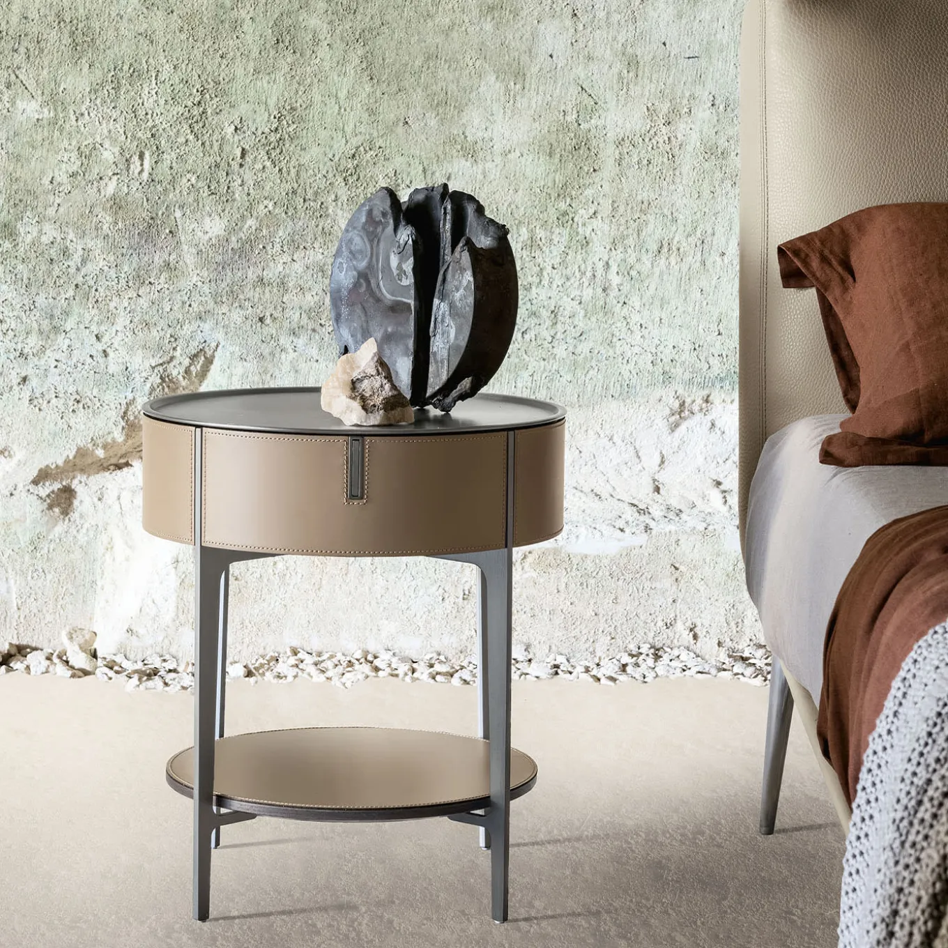 Round Bedside Table by Giuseppe Bavuso