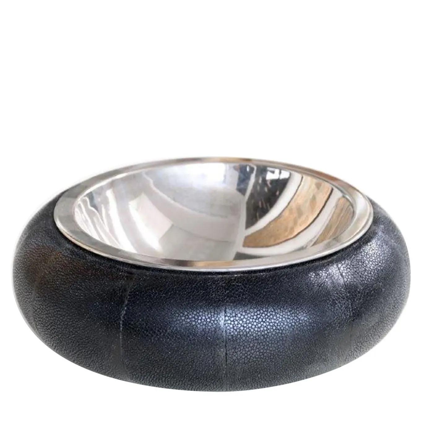 Round Black Galuchat Silvery Bowl