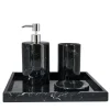 Round Black Marquina Marble Bathroom Set with Spa Tray