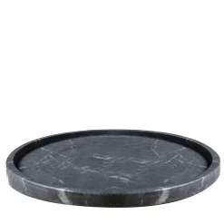Round Black Marquina Marble Tray
