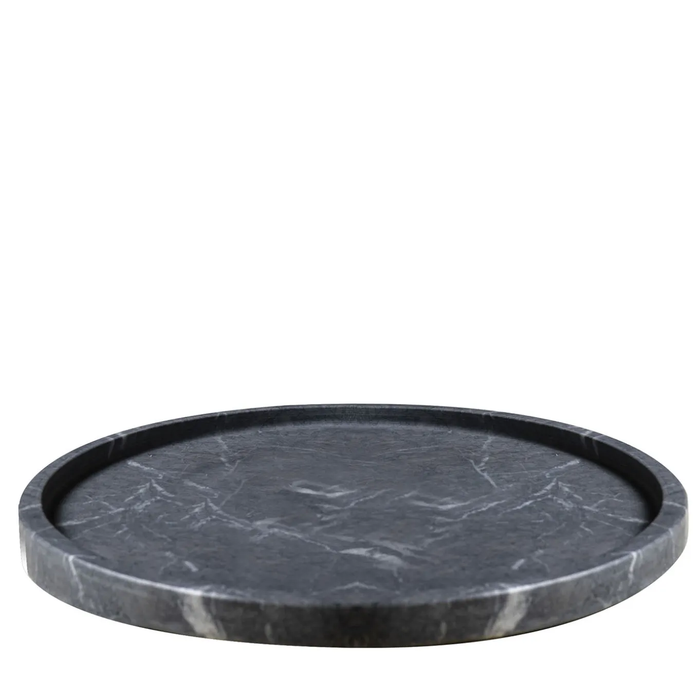 Round Black Marquina Marble Tray