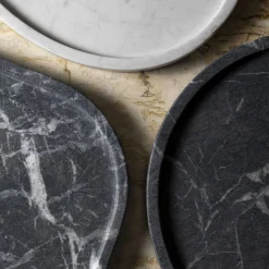 Round Black Marquina Marble Tray