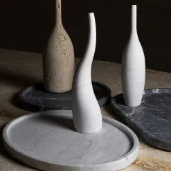 Round Black Marquina Marble Tray