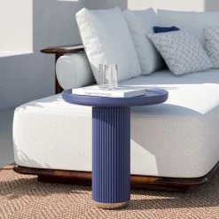 Round Blue Side Table