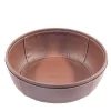 Round Brown Faux Leather Serving Bowl