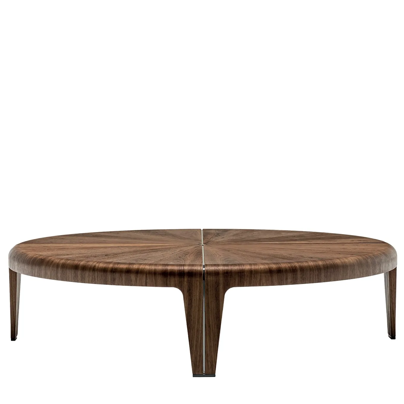 Round Canaletto Walnut Coffee Table with Metal Inlays