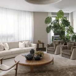 Round Canaletto Walnut Coffee Table with Metal Inlays