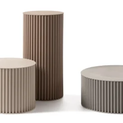 Round Corkcrete Taupe Aluminum Side Table #3